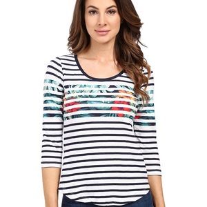 Tommy Bahama “Breton Blooms” Striped Tee